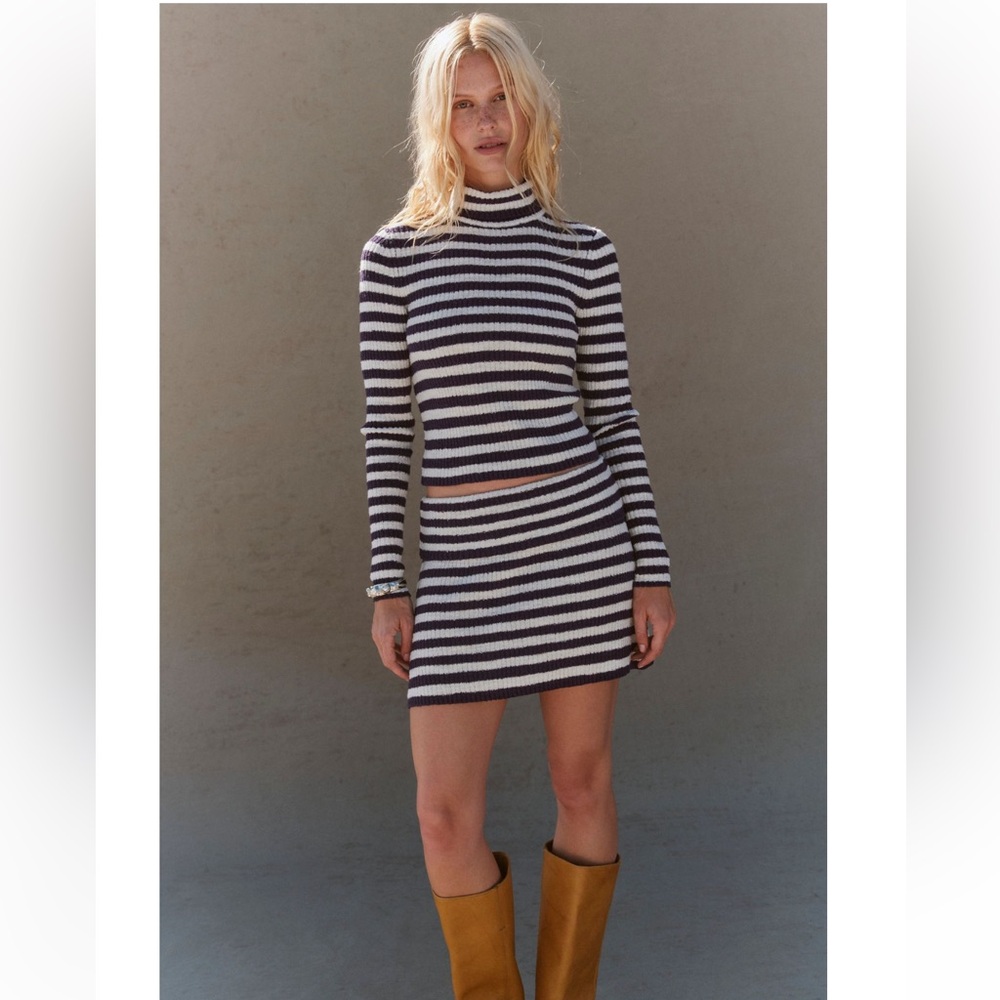FREE PEOPLE Super Stripe Sweater Set, Navy and White, NWT, size XL